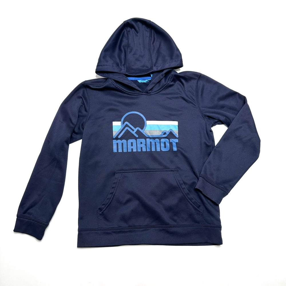 Marmot Youth Kids Hoodie Size L Large Logo‎ winter sport hiking Graphic Mountain